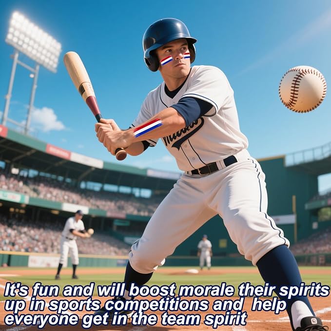 8pcs Red White and Blue Face Paint Stick, Long Lasting Patriotic Body Painting Baseball Eye Black America USA Flag Makeup Stick 4th of July Accessories for Kids Women Men Sports Party Independence Day