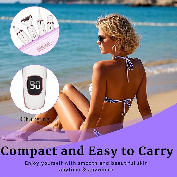 Wet & Dry Electric Razorfor Women Men,4 in 1 Rechargeable Led Display Electric Shaver and Facial Hair Remover,Painless Ladies Body Razors for Nose Face Body Leg Bikini Arm Hair