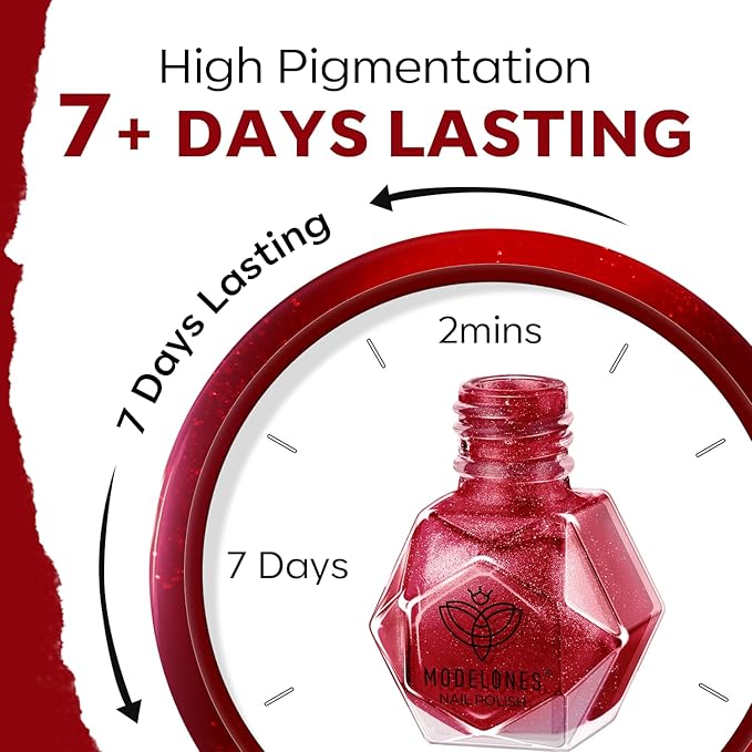 modelones Nail Polish Set, 6 Colors 2025 Classic Apple Red Cat Eye Glitter Mini Quick Dry Nail Lacquer Kit, Ruby Cherry Red Magnetic Sparkle DIY Nail Art Manicure Gift for Women Girls