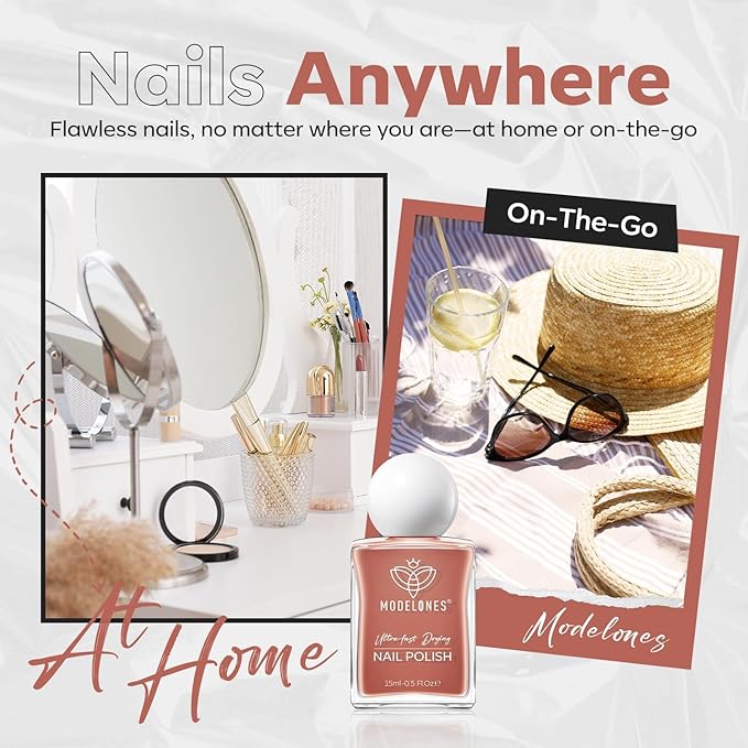 modelones Brown Nail Polish, Neutral Dark Nude 15 ml Quick Dry Nail Lacquer Strengthener Chip Resistant Long Last Shine Fingernail Toe Nail Art DIY Home Travel Manicure Gift for Women Girls 0.5 Fl Oz