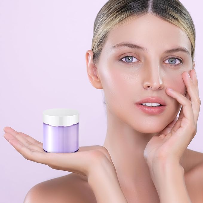 Norme 48 Pcs 4 oz Glass Jars with Lids Leakproof Round Airtight Empty Cosmetic Jars with Inner Liners Lid for Storing Lotions Powder Ointments Candle Making Tins (Light Purple)