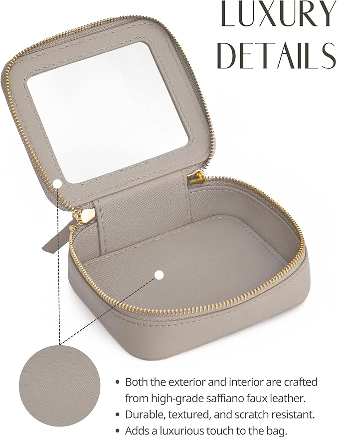 Popvibe Clear Makeup Bag Travel Cosmetic Case Transparent Toiletry Bag with Zipper, Portable Make Up Organizer Traveling Compact Car Bag for Essentials