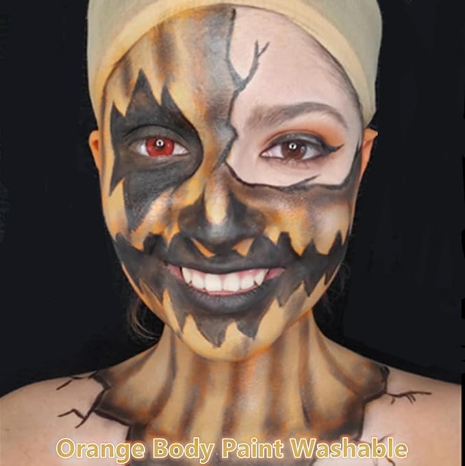 Go Ho Pastel Orange Face Body Paint Stick,Water Based Washable Foundation Eye Primer Stick,Non-toxic Full-coverage Cream Body Paint for Halloween SFX Makeup