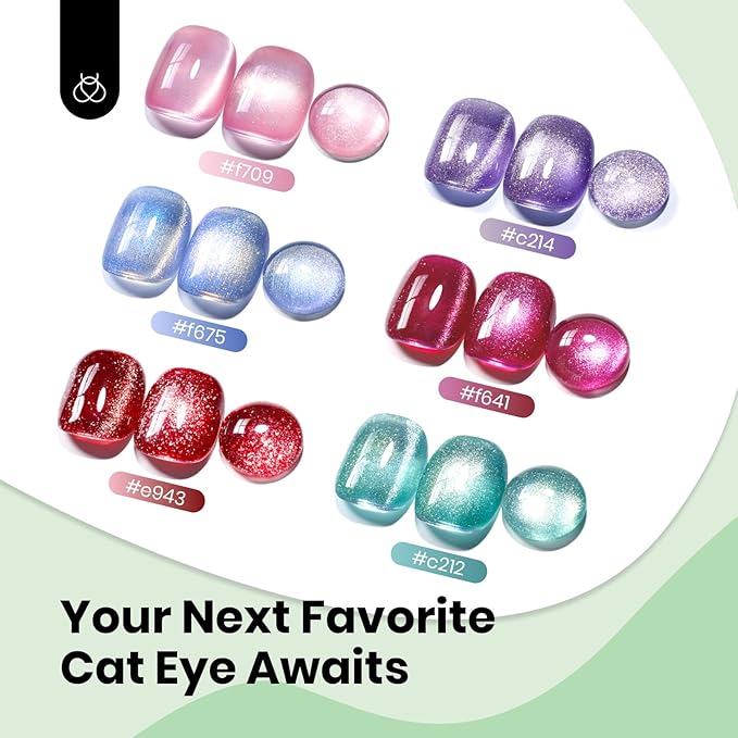 Beetles Green Cat Eye Gel Polish, 15ML Light Green Glass Cat Eye Glitter Gel Polish with Magnet Shimmer Translucent Sheer Color Soak Off UV Lunar Gleam Series French Nail Art Gift for Women