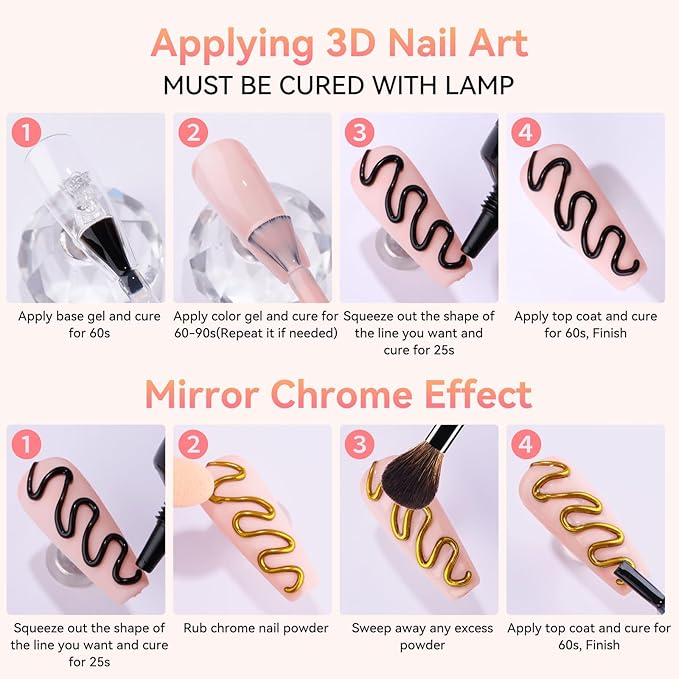Makartt 3D Gel Nail Art: 15g Sculpting Gel Nail Art Glue for Craving Black Candy Molding Gel No Wipe Embossed Gel Polish Rhinestone Nails Charm Glue Decoration Manicure Designs (Noir)