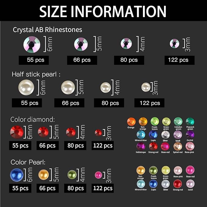 Teenitor Face Gems Hair Pearls Rhinestones for Makeup Festival Face Jewels Hair Jewels, 1300PCS Self-Adhesive Rhinestones and Gems for Face, Hair, Body, Eye