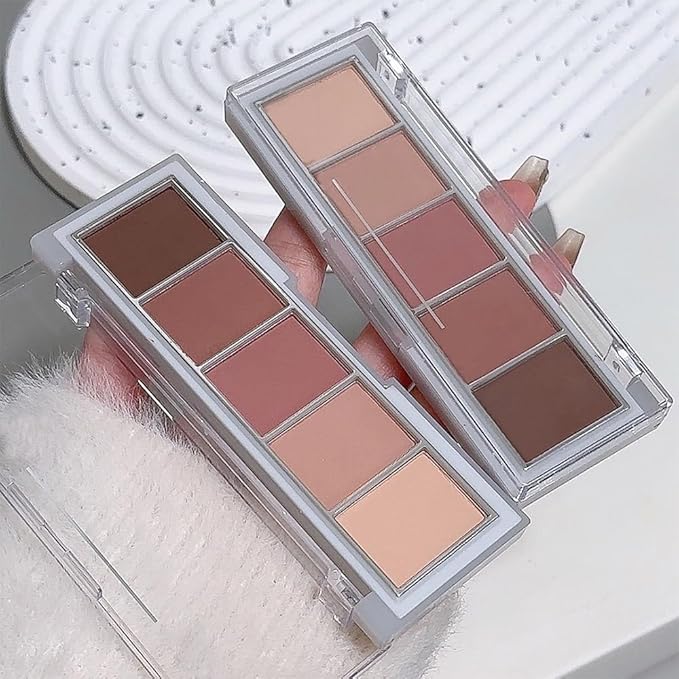 5 Color Eye Shadow Palette Makeup, Nude Coffee Pink Brown Dark Brown, Velvety Matte Finish, Highly Pigmented Make up Eyeshadow Palette, Long Lasting Waterproof, Neutral Daily Eye Makeup 04#