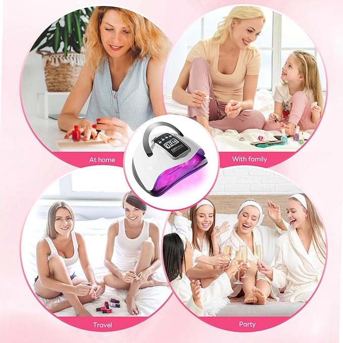 UV LED Nail Lamp, Professional 280W UV Nail Dryer Light for Gel with 66 Beads, Fast Curing Gel Polish Lamp Auto Sensor 4 Timer Setting Portable Nail Art Drying Tools for Fingernail Toenail