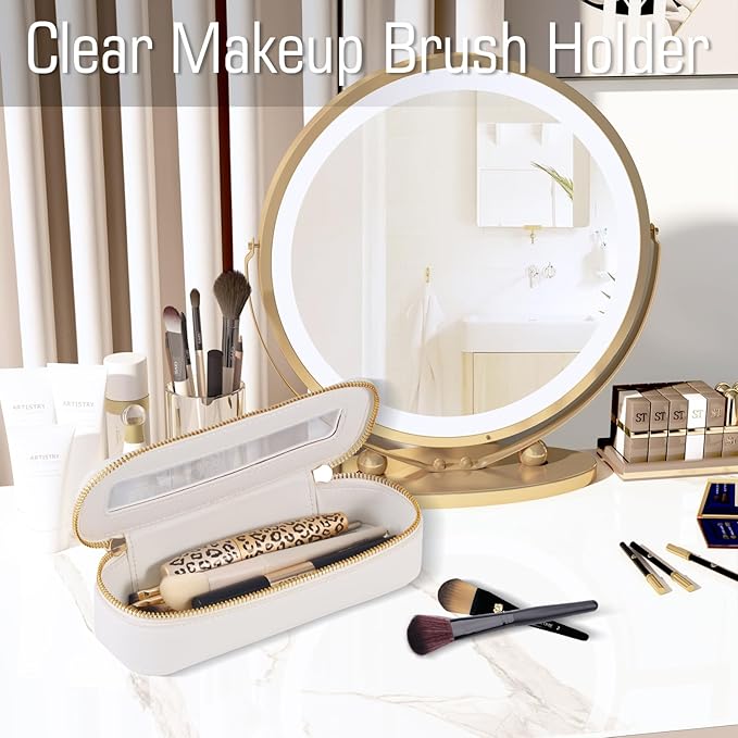 Small Travel Makeup Bag brush holder,Clear Makeup Bag Cosmetic Bags with Zipper,Waterproof Clear Toiletry Bag Makeup Brush Bag Travel Case for Women