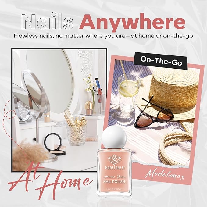 modelones Sheer Nude Nail Polish, 15 ml Jelly Nail Polish Clear Translucent Pink Quick Dry Nail Lacquer Strengthener Long Last Finger Toe Nail Art DIY Manicure Gift for Women Girls 0.5 Fl Oz
