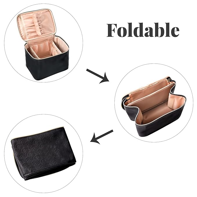 OCHEAL Travel Makeup Bag, Cosmetic Bags for Women Makeup Case Organizer Large Capacity Travel Toiletry Bag Storage Bags with Divider and Handle for Cosmetics Toiletries Brushes Tools-Large, Black