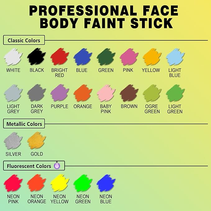 CCbeauty Light Green Face Paint Stick, Face Painting Kit, Lime Green Cream SFX Makeup Foundation, Professional Body Paint for St. Patrick's Day, Halloween Costume Party, Gamora, Shrek, Grinch Makeup