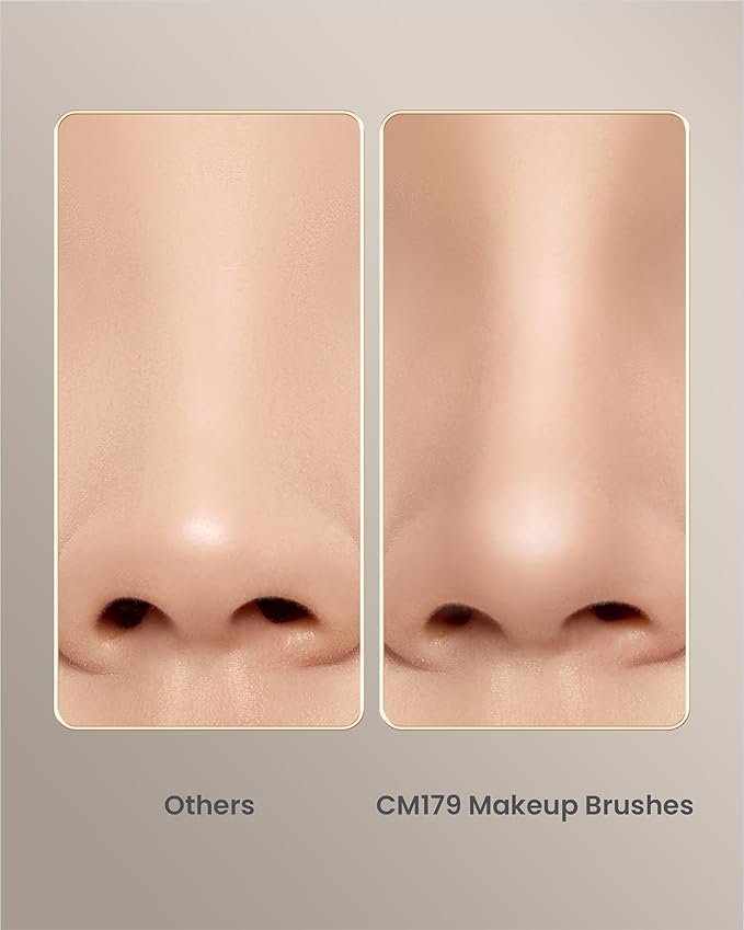 Desert Oak Series Nose Contour Brush - Angled Pony Hair Bristles for Seamless Sculpting, Dual-Use with Cream/Powder, Ebana Handle & Brass Ferrule (CM 179)