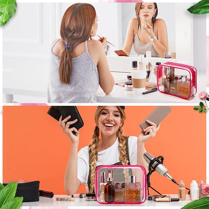 Weewooday 12 Pieces Clear Makeup Bags Cosmetic Storage Bags PVC Zipper Pouches Travel Waterproof Makeup Plastic Case for Women Organizing Toiletries Traveling Bathroom