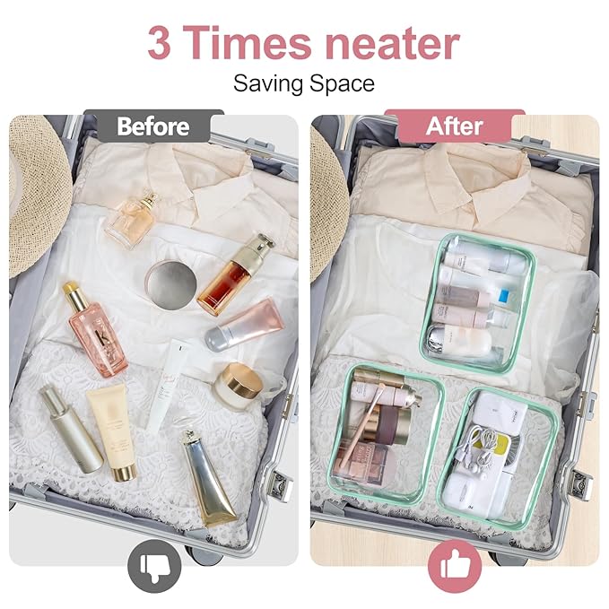 PACKISM TSA Approved Toiletry Bag - Light Green Turtle Leaves Print Clear Toiletry Bags, Suitable for Gifts, with Supporting Frame, Perfect for Travel Essentials, Thick No Smell