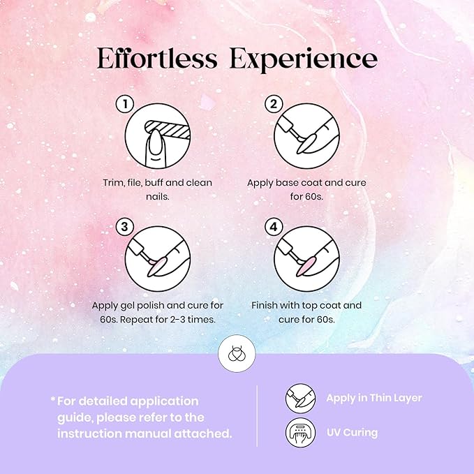 Beetles Shimmer Gel Nail Polish Set - 6 Colors Purple Glitter Blue Green Mermaid Pastel Nail Gel Drawing Soak Off Uv Led Needed with Pastel Sticker