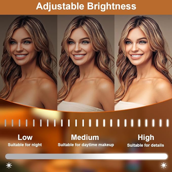 Rechargeable Vanity Mirror with Lights, 14"×12" LED Makeup Mirror, Smart Touch Control, 3 Color Lighting with Adjustable Brightness,Cosmetic Mirror for Bedroom, Vanity Desk, Beauty Routine