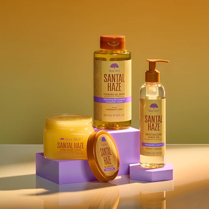 Tree Hut Santal Haze Moisturizing Shave Oil, Gel-to-Oil Formula, Ultra Hydrating Barrier for a Close, Smooth Shave, For All Skin Types, 7.7 fl oz