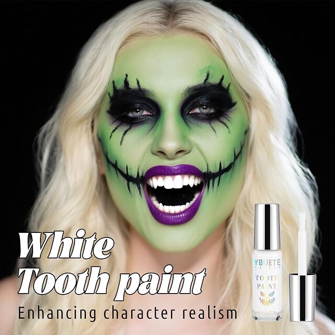 White Teeth Paint, Instant Bright White Vampire Tooth Costume -No Streak, Long Last Tooth Makeup FX Paint, Professional Cosplay Teeth for Cosplay, Halloween Makeup & Special Effects