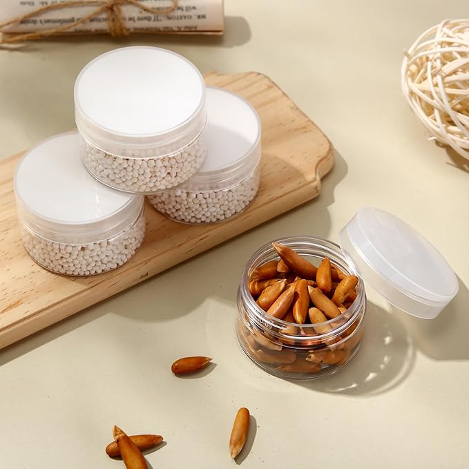 Patelai 4 Pieces Round Wide-mouth Leak Proof Plastic Container Jars with Lids for Travel Storage Makeup Beauty Products Face Creams Oils Salves Ointments DIY Making (1 Ounce,Clear)