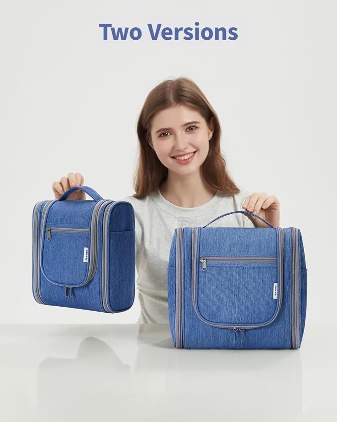 Narwey Hanging Toiletry Bag for Women Travel Makeup Bag Organizer Toiletries Bag Men for Cosmetics Essentials Accessories (Large, Navy Blue)