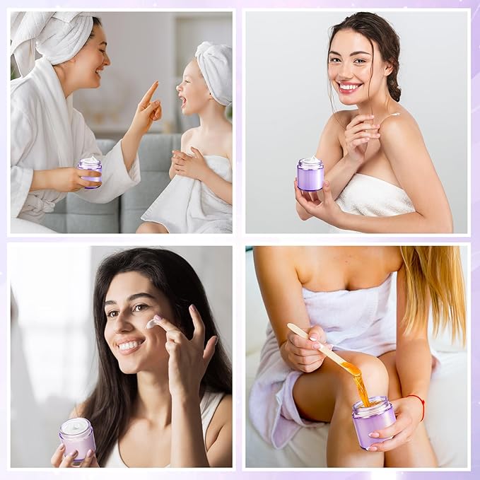 Norme 12 Pcs 4 oz Glass Jars with Lids Leakproof Round Airtight Empty Cosmetic Jars with Inner Liners Lid for Storing Lotions Powder Ointments Candle Making Tins (Light Purple)