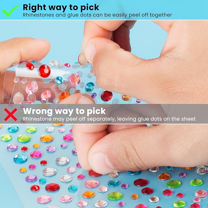 Face and Hair Gems - Self-Adhesive Rhinestones Stickers for Festival Makeup, Halloween, DIY - Stick On Jewels for Face, Hair, Nail, Eye, Body, Craft, Shoes