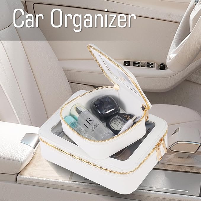 Small Clear Travel Makeup Bag Toiletry Bag Cosmetic Bag with Zipper for Women,Waterproof Transparent Makeup Organizer Case Travel Pouch Bag for Toiletries and Car Organizer