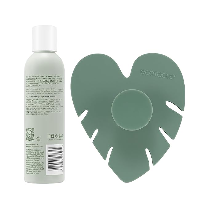 EcoTools Makeup Brush Cleansing Pad + Deep Clean Shampoo Bundle, Brush Cleaner Mat & Makeup Brush Cleanser For Deep Cleaning Tools, Clean Formula, Cruelty-Free, & Vegan, 2 Piece Set