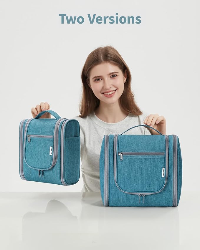 Narwey Hanging Toiletry Bag for Women Travel Makeup Bag Organizer Toiletries Bag Men for Cosmetics Essentials Accessories (Large, Teal)