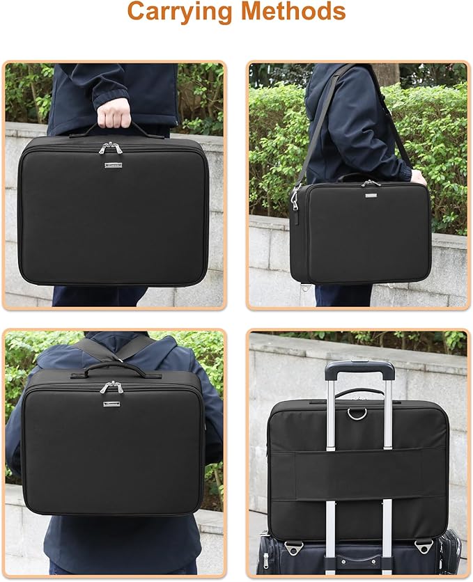 Relavel Extra Large Makeup Bag with LED Mirror, Cosmetic Train Case for Makeup Artists with 4 Removable Pouches and Adjustable Dividers, Hair Supplies Organizer, Travel Portable Mirror with Lights