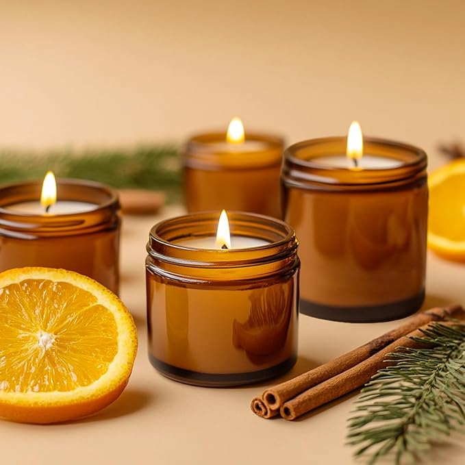 2oz Amber Glass Jars with Lids - 40 Pack Leakproof Small Cosmetic Containers with Inner Liners, Wide-Round Smooth Mouth, Sealable for Creams, Lotions, Essential Oils, Body Butter, Travel Samples