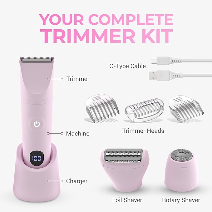 Peach Fuzz™ Bikini Trimmer for Women – 3in1 Body Hair Trimmer, Female Razor for Pubic Hair, Electric Shaver for Private Area, Bikini Line Groomer with Safe, Skin-Friendly Design