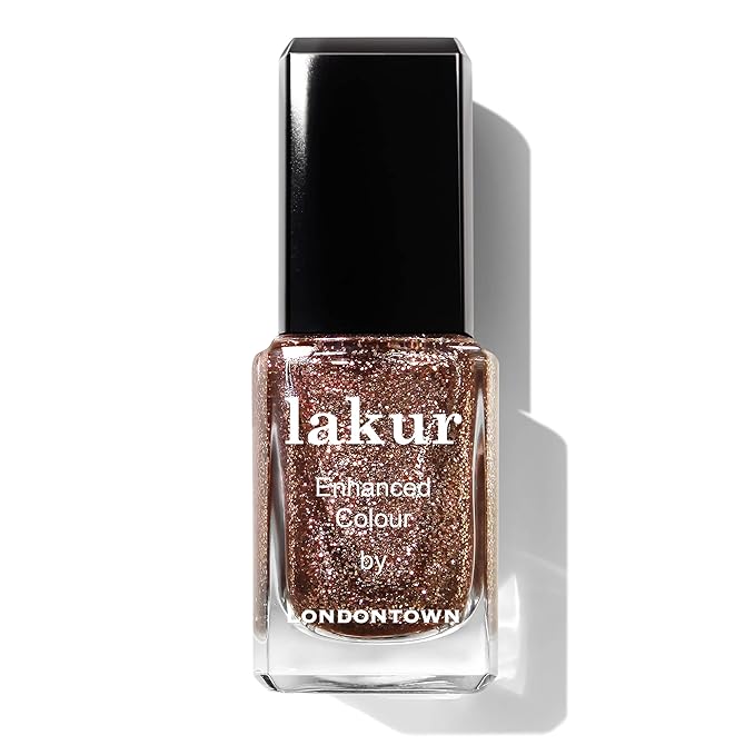 LONDONTOWN lakur Nail Polish - Chip-Resistant, Non-Toxic, Conditions & Hydrates Nails | Glittery Pink Shimmer, Rosé All Day, .40 fl oz