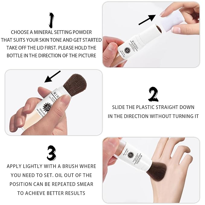 Sunscreen Setting Powder SPF 35, Mineral Brush Powder for Face & Scalp, Oil Control Natural Matte Finish Loose Powder Translucent Lasting Lightweight Breathable for All Skin (#05 Medium)