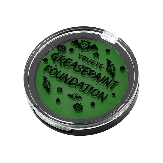 Green Oil Based Face Paint Foundation, Professional Green Greasepaint for St. Patrick's Day, Halloween Face Body Paint for Witch Shrek Hulk Goblin SFX Costume Makeup