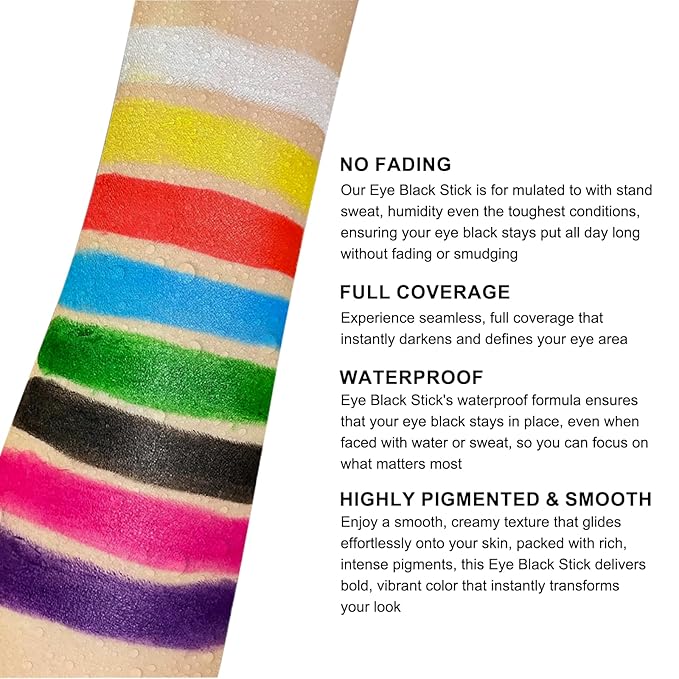 2 Pcs Yellow Face Paint Stick Eye Black Football Softball Baseball Lacrosse Sports Eyeblack Battle Paint Halloween Body Paint Makeup Cosplay SFX Costume Party Waterproof Face Painting Kit