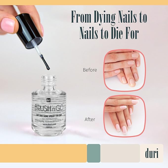 duri Brush'n Go Dry and Shine Speedy Top Coat, Fast Dry Top Coat Nail Polish - 0.45 fl.oz. (pack of 1)