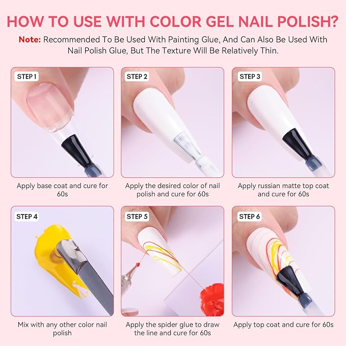 Makartt 3D Spider Gel for Nail Art: Clear Elastic Gel Polish for Drawing and Lines, Use with Chrome Powder, Soak-Off UV LED Gel for DIY Manicures Home or Salon Use