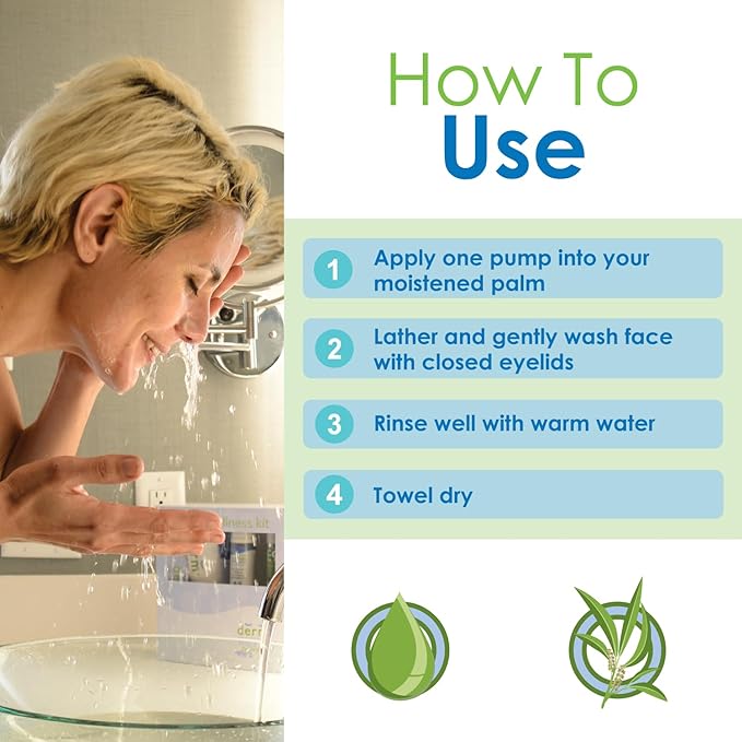 Advanced Tea Tree Eyelid and Facial Cleanser - 180mL - Non-Irritating Eyelash & Eyelid Cleanser Soothes Irritation with Tea Tree, Vitamin E and Shea Butter