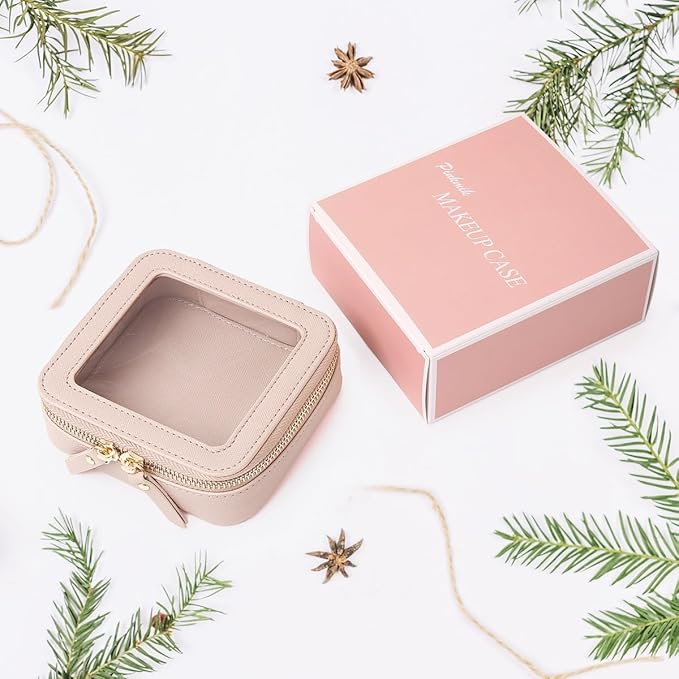 Pinkmik Small Makeup Bag Mini Clear Cosmetic Makeup Case & Toiletry Bag with Zipper Women's Purse Organizer & Car Essentials (Pink, MINI)