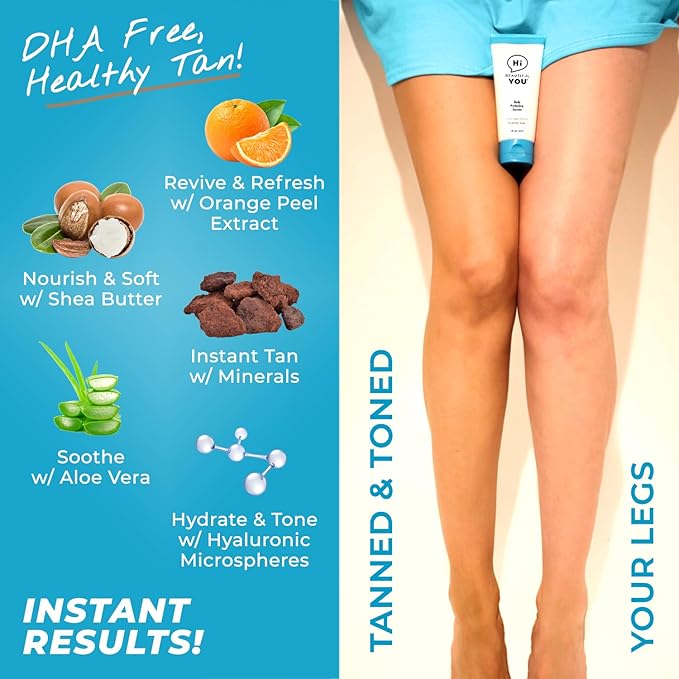 BE YOU BODY | Body Leg Perfecting Bronzer | Instant Healthy Waterproof Wash Off Radiant, Sun Free Natural Looking Transfer & Sweat Resistant Glowing Tan | No Orange Skin, No Stink, No Streak.