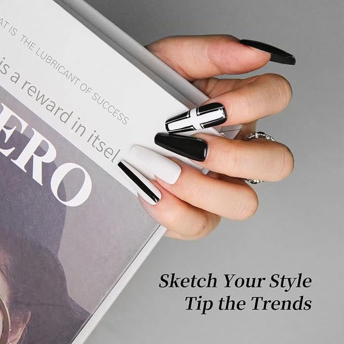 Nail Art Liner Brushes 5Pcs Dotting Pen Tools Nail Art Brushes Thin Liner Set(4/8/12/15/20 mm) for Long Lines, Thin Details Gel Polish Nail Paintings Double-End Nail Art Tools