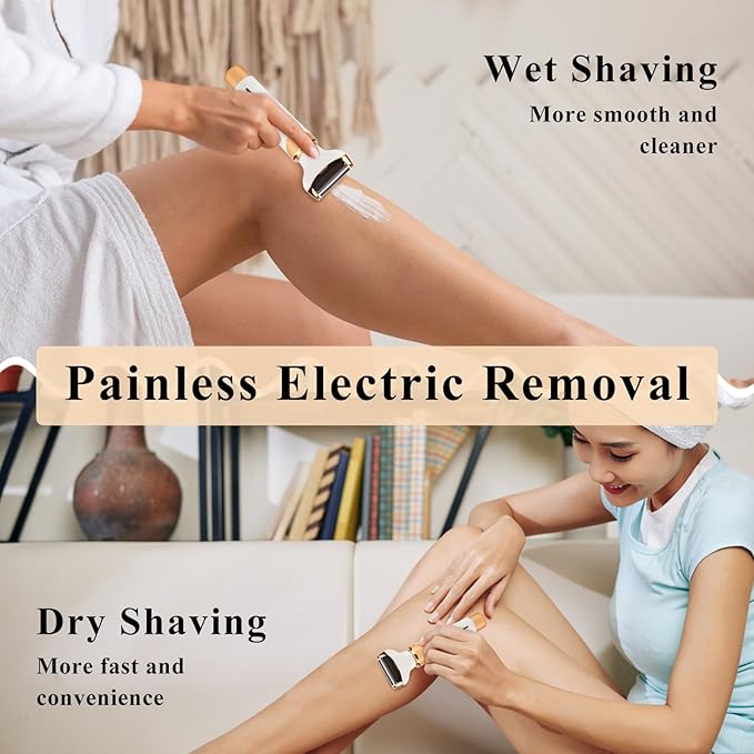 Electric Razor for Women Men,4 in 1 Painless Ladies Wet & Dry Body Razors and Facial Hair Remover, Rechargeable Painless Hair Removal Kit for Nose Face Body Leg Bikini Arm Hair