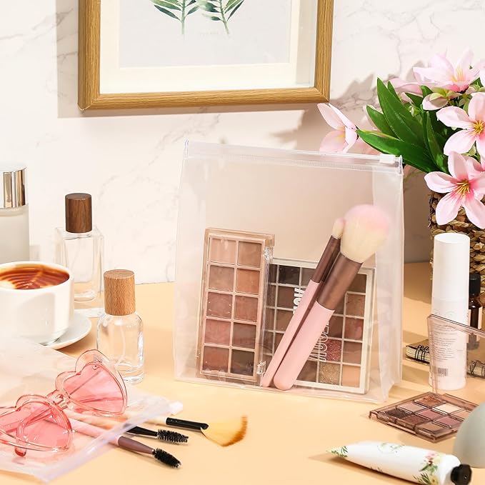 Xuniea 50 Pcs Mini Clear Makeup Bag Small Clear Zipper Pouch Travel Plastic Cosmetic Organizer Waterproof for Toiletries Swimsuit Bikini Bathing Suit(7.1'',Transparent)