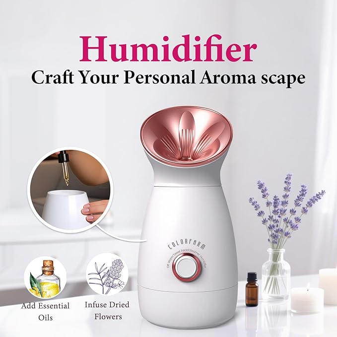 Colorfarm Facial Steamer Nano Ionic: Large 3-in-1 Face Steamer Deep Cleaning Unclogs Pores - Humidifier Towel Steamer Hot Mist Home Sauna Spa for Women Men Sinuses Moisturizing