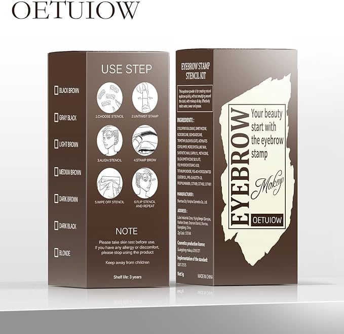 Eyebrow Stamp Stencil Kit - One-Step Eye Brow Stencil Kit with 24 Reusable Thin & Thick Eyebrow Stencils, Long-Lasting Waterproof & Smudge-Proof Brow Stamp Kit for Perfect Eye Makeup (Light Brown)