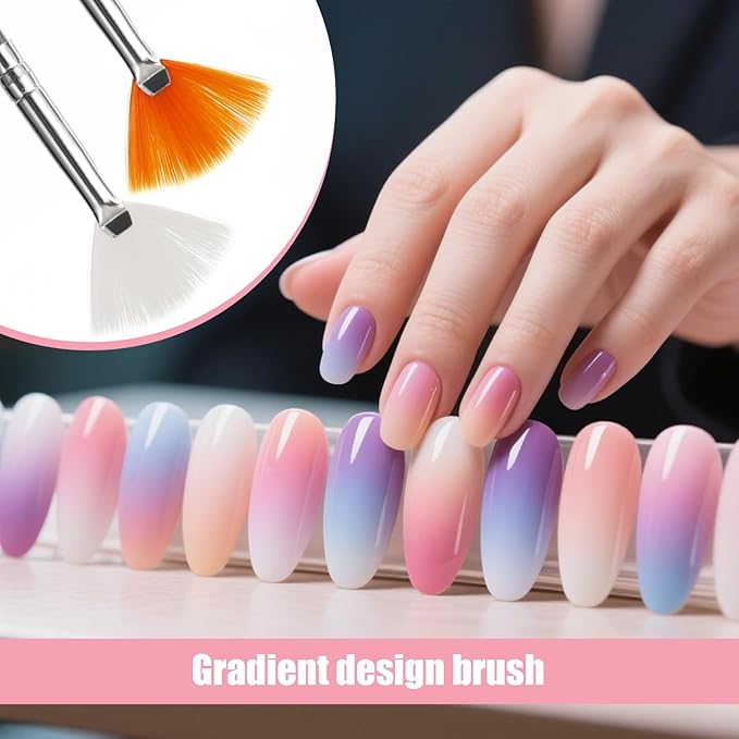 Artdone 15pcs Pink Nail Art Brushes, Nail Art Tool Set, Dotting Tools, Dust Brush,Striping Brushes for Long Lines, Drawing Pen For Gel Polish Design supply