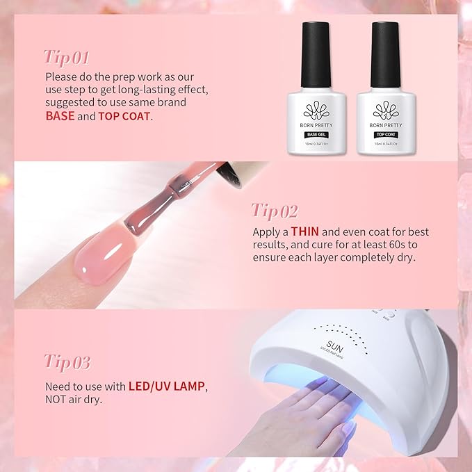 Born Pretty Jelly Pink Gel Nail Polish Nude Pink Sheer Translucent Gel Polish Milky Natural Gel Polish Set Nail Art Manicure DIY Kit Home Salon 6PCS