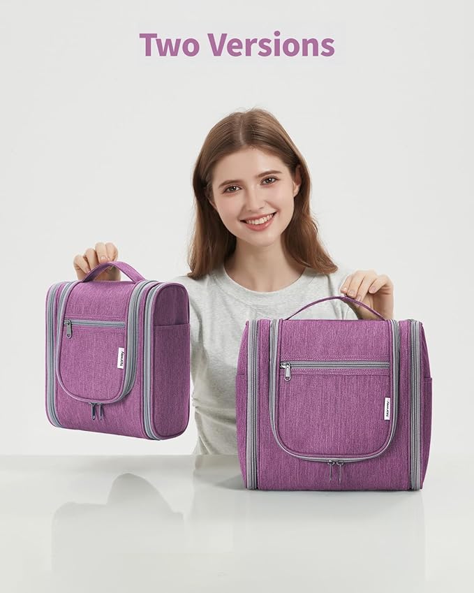 Hanging Toiletry Bag for Women Travel Makeup Bag Organizer Toiletries Bag for Cosmetics Essentials Accessories (Large, Dark Purple)